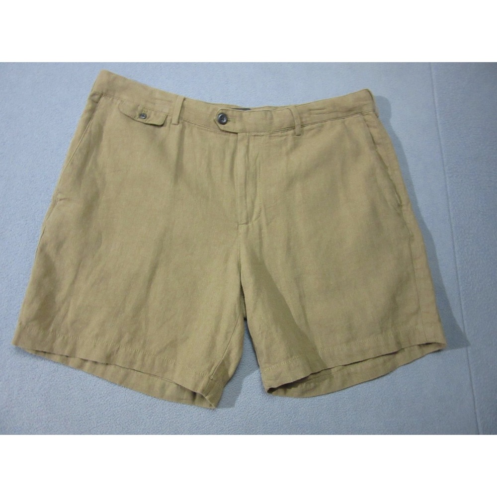 Banana Republic Shorts Mens 38 Brown Linen Blend Flat Front Casual Cruise Aloha